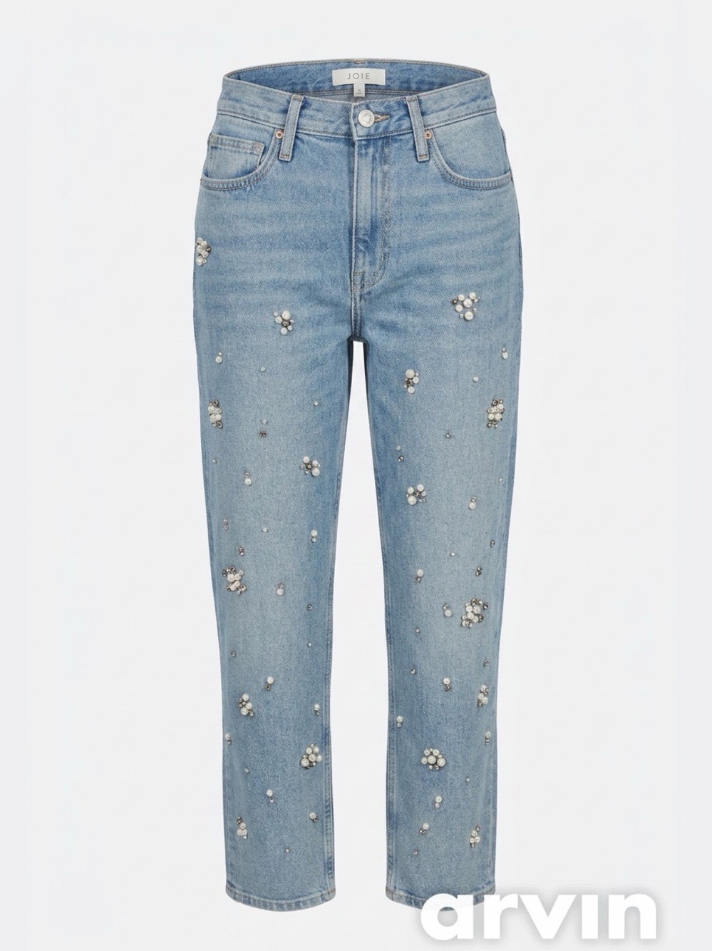 Joie Pearl Embellished Straight Leg Jeans - Size 6/28